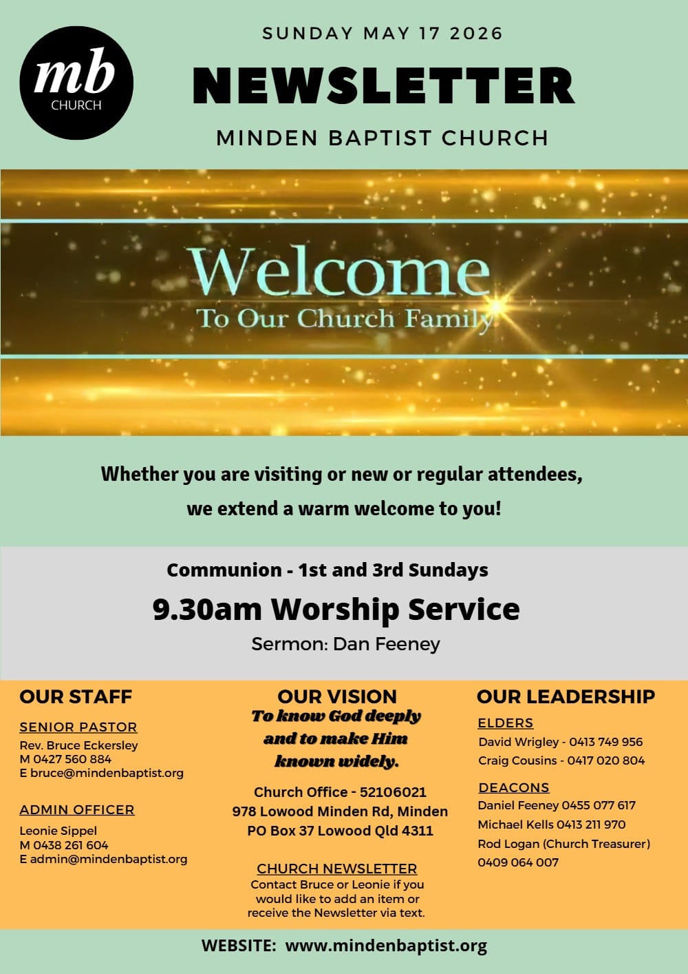 Newsletter — Sunday 17 May 2026