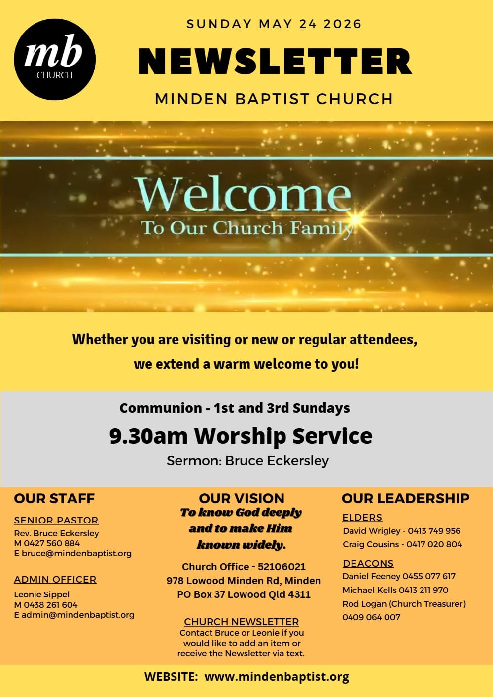 Newsletter — Sunday 24 May 2026
